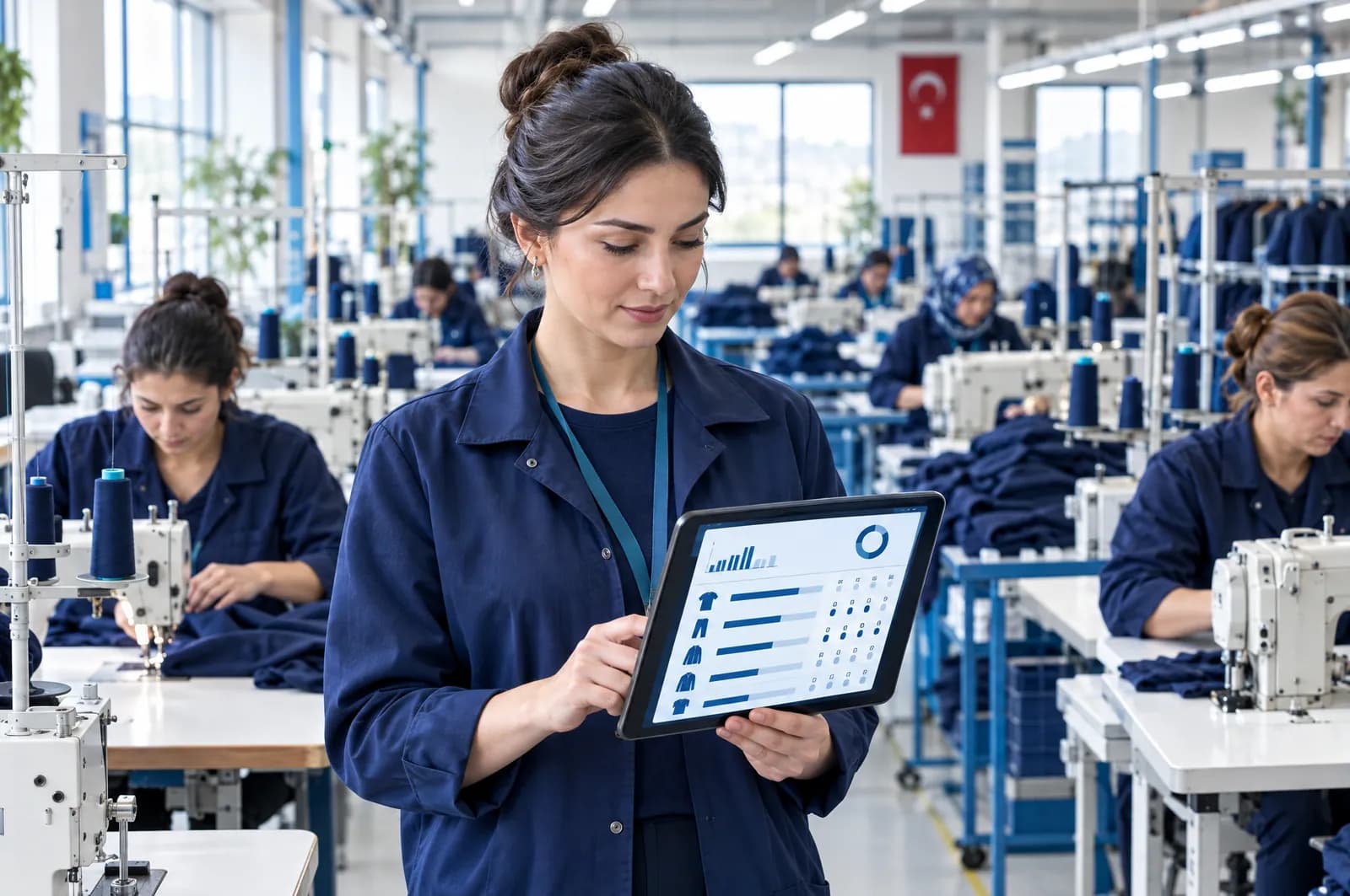 Tekstil dikim hattında tabletten üretim takibi