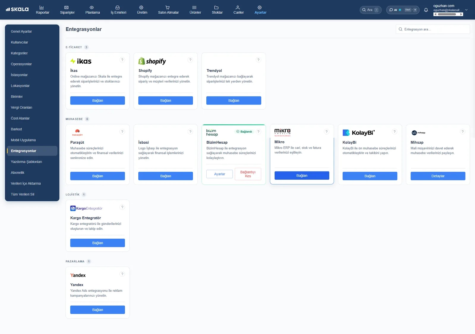 Skala spending and cost analysis screen
